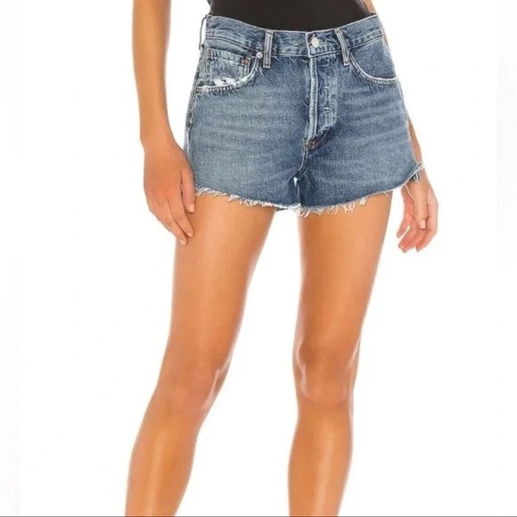 Agolde Parker Vintage Cut Off Shorts In Lowkey Blue Women's Size 29 - Picture 1 of 6